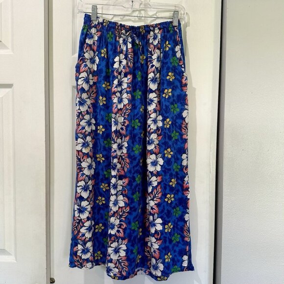 Island Planet Hawaiian Floral Maxi Skirt Sz M/L Tropical Beach - Picture 1 of 5